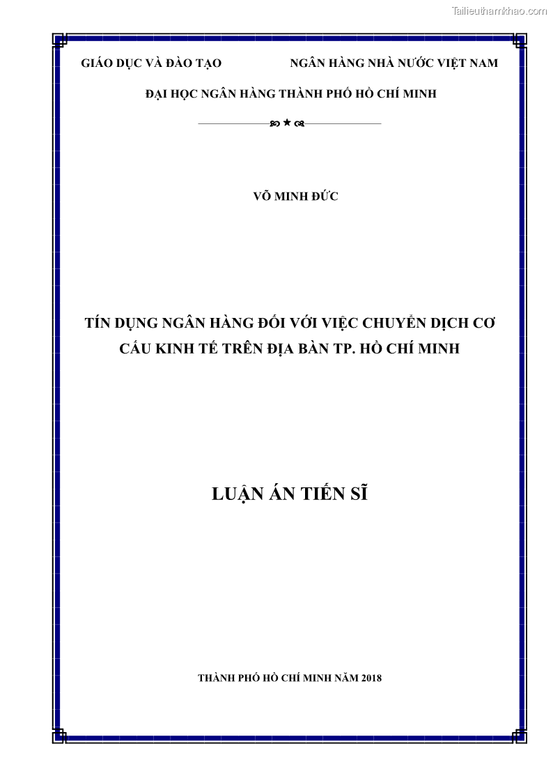 Luận án tiến sĩ Tín dụng ngân hàng đối với việc chuyển dịch cơ cấu kinh tế trên địa bàn TP. Hồ Chí Minh 1674832566 - 1 Trang 1