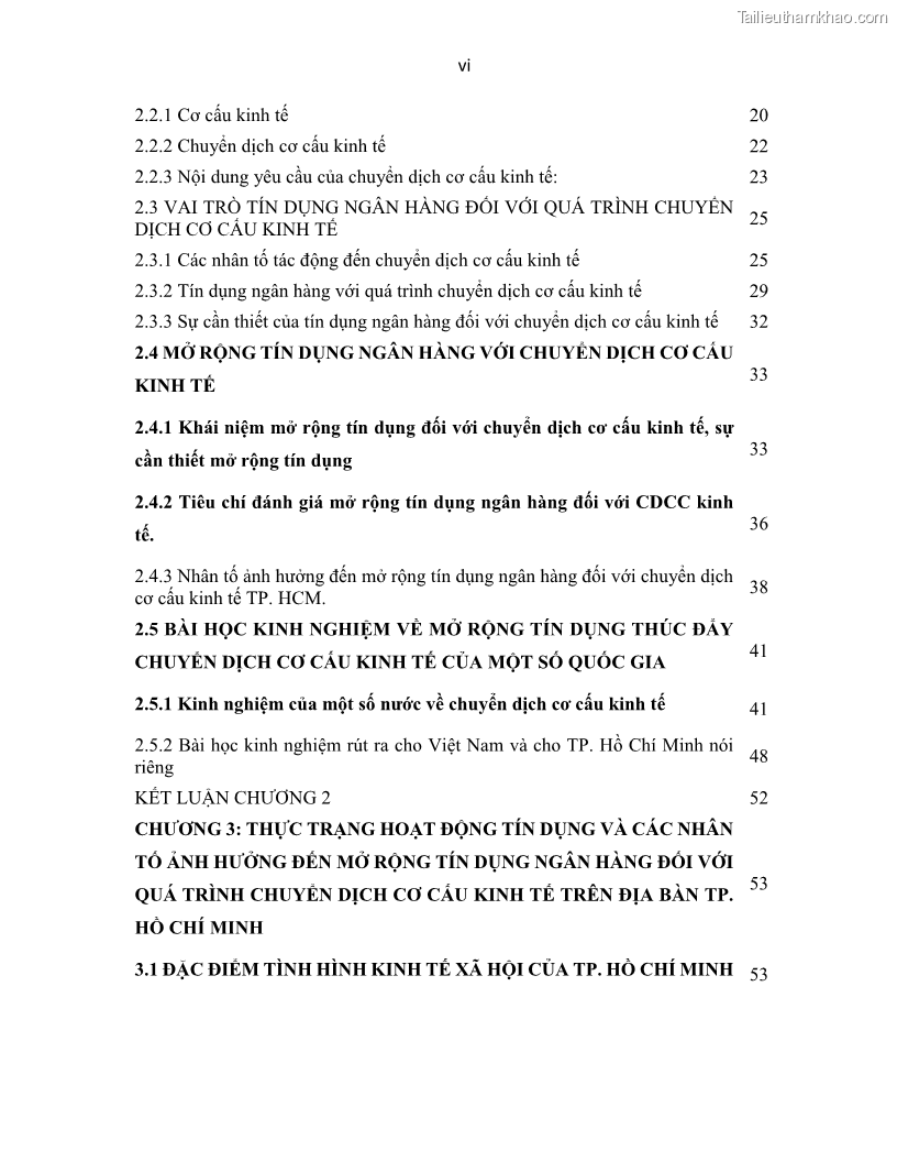 Luận án tiến sĩ Tín dụng ngân hàng đối với việc chuyển dịch cơ cấu kinh tế trên địa bàn TP. Hồ Chí Minh 1674832566 - 1 Trang 10