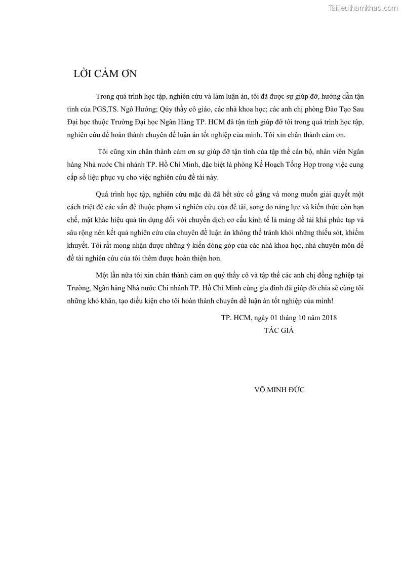 Luận án tiến sĩ Tín dụng ngân hàng đối với việc chuyển dịch cơ cấu kinh tế trên địa bàn TP. Hồ Chí Minh 1674832566 - 1 Trang 4