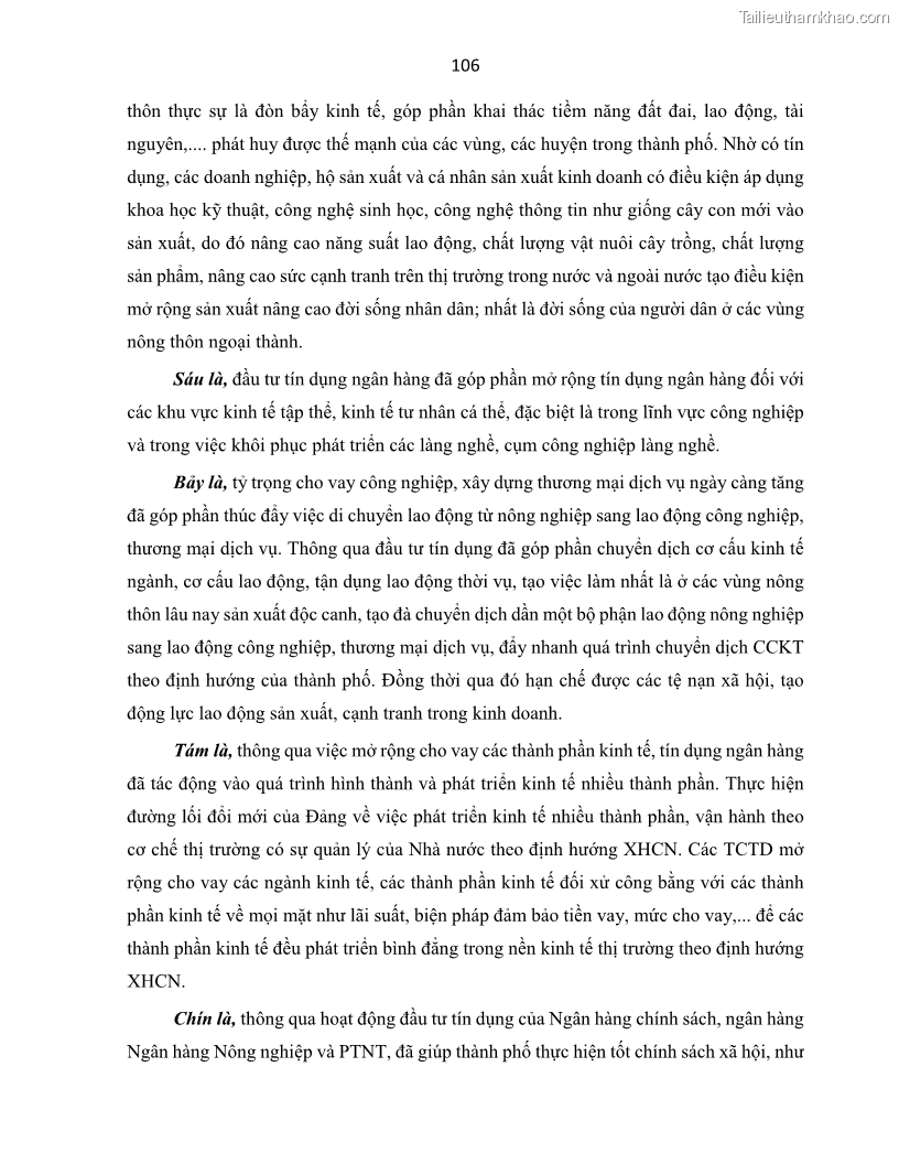 Luận án tiến sĩ Tín dụng ngân hàng đối với việc chuyển dịch cơ cấu kinh tế trên địa bàn TP. Hồ Chí Minh 1674832566 - 11 Trang 124