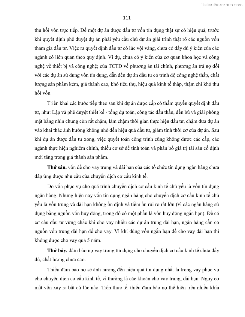 Luận án tiến sĩ Tín dụng ngân hàng đối với việc chuyển dịch cơ cấu kinh tế trên địa bàn TP. Hồ Chí Minh 1674832566 - 11 Trang 129