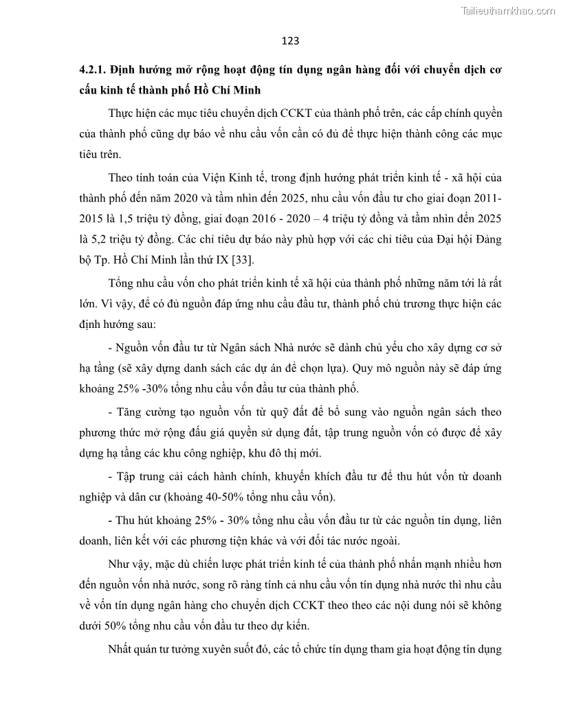 Luận án tiến sĩ Tín dụng ngân hàng đối với việc chuyển dịch cơ cấu kinh tế trên địa bàn TP. Hồ Chí Minh 1674832566 - 12 Trang 141