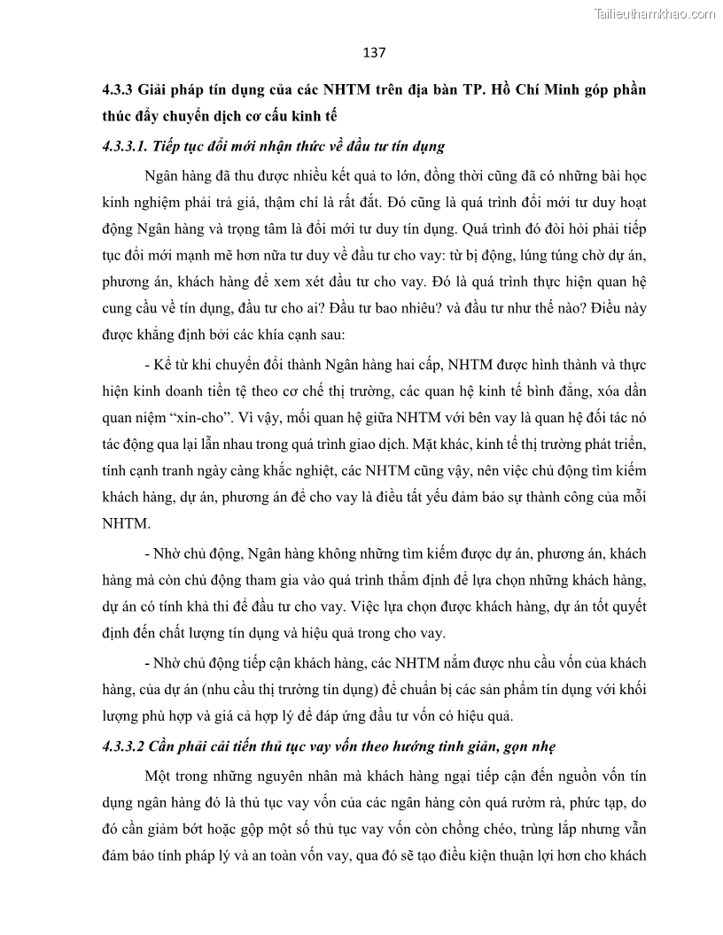 Luận án tiến sĩ Tín dụng ngân hàng đối với việc chuyển dịch cơ cấu kinh tế trên địa bàn TP. Hồ Chí Minh 1674832566 - 13 Trang 155