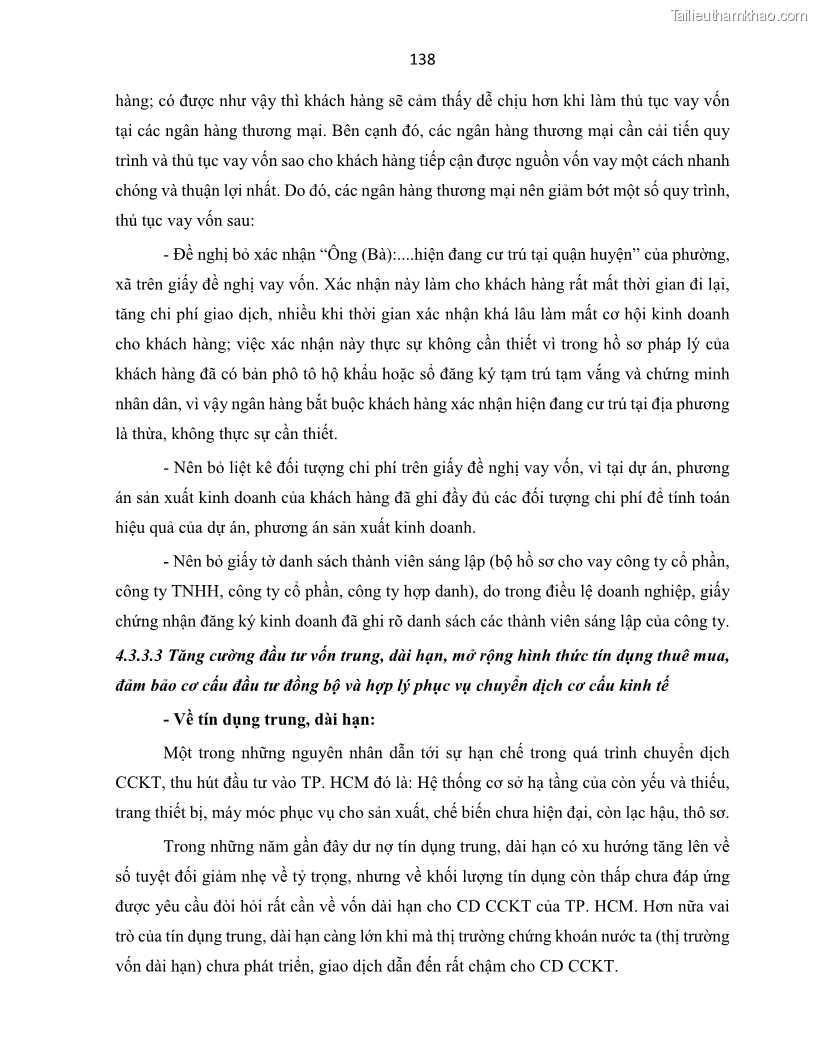 Luận án tiến sĩ Tín dụng ngân hàng đối với việc chuyển dịch cơ cấu kinh tế trên địa bàn TP. Hồ Chí Minh 1674832566 - 13 Trang 156
