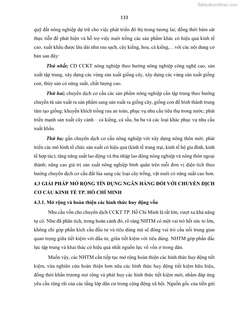 Luận án tiến sĩ Tín dụng ngân hàng đối với việc chuyển dịch cơ cấu kinh tế trên địa bàn TP. Hồ Chí Minh 1674832566 - 13 Trang 151