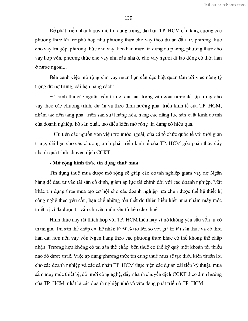 Luận án tiến sĩ Tín dụng ngân hàng đối với việc chuyển dịch cơ cấu kinh tế trên địa bàn TP. Hồ Chí Minh 1674832566 - 14 Trang 157