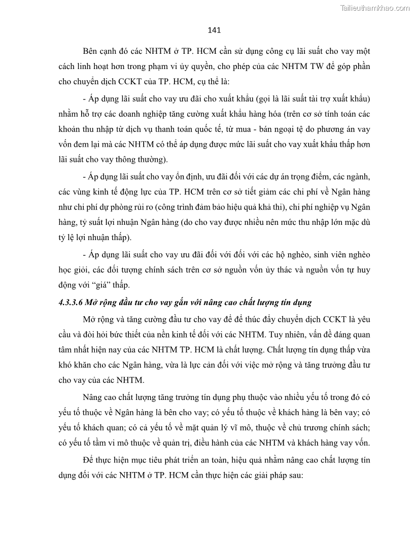 Luận án tiến sĩ Tín dụng ngân hàng đối với việc chuyển dịch cơ cấu kinh tế trên địa bàn TP. Hồ Chí Minh 1674832566 - 14 Trang 159