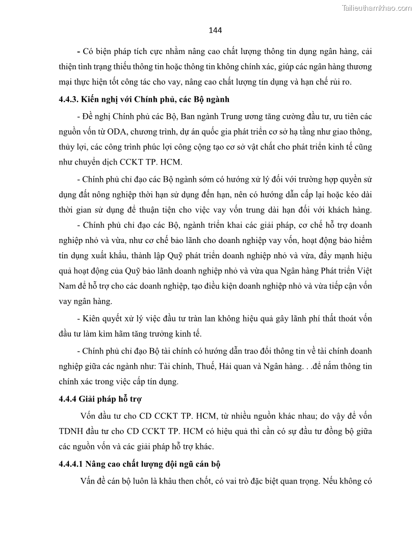 Luận án tiến sĩ Tín dụng ngân hàng đối với việc chuyển dịch cơ cấu kinh tế trên địa bàn TP. Hồ Chí Minh 1674832566 - 14 Trang 162