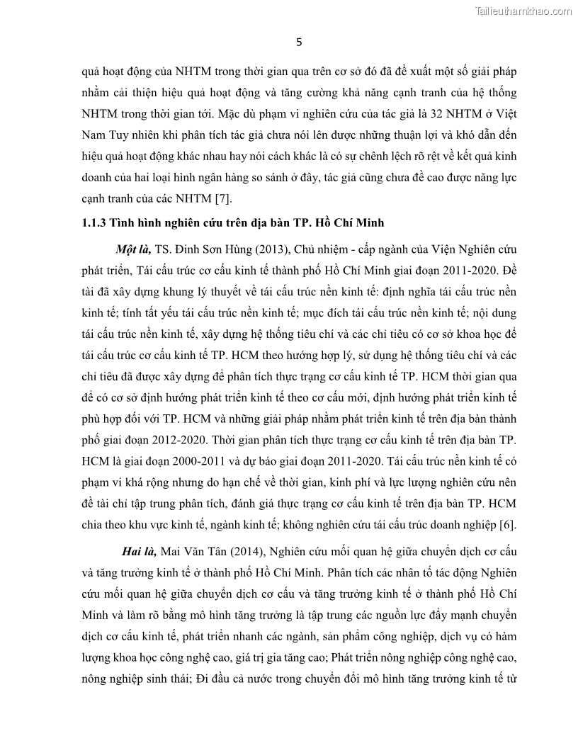 Luận án tiến sĩ Tín dụng ngân hàng đối với việc chuyển dịch cơ cấu kinh tế trên địa bàn TP. Hồ Chí Minh 1674832566 - 2 Trang 23
