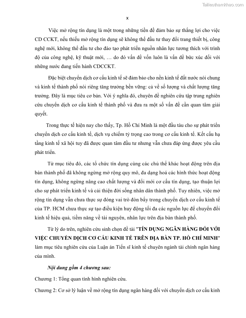 Luận án tiến sĩ Tín dụng ngân hàng đối với việc chuyển dịch cơ cấu kinh tế trên địa bàn TP. Hồ Chí Minh 1674832566 - 2 Trang 14