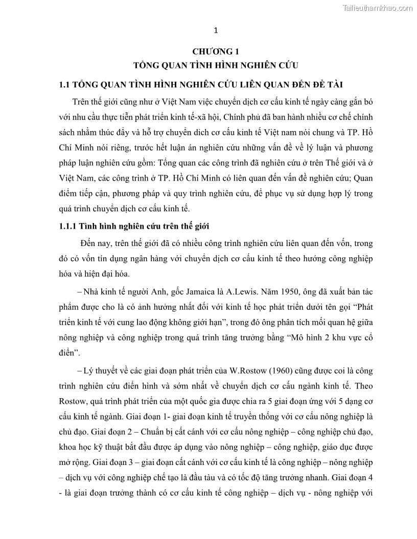 Luận án tiến sĩ Tín dụng ngân hàng đối với việc chuyển dịch cơ cấu kinh tế trên địa bàn TP. Hồ Chí Minh 1674832566 - 2 Trang 19