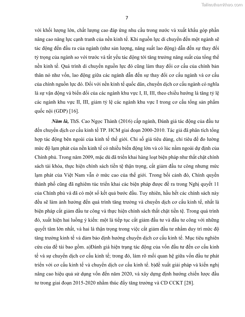 Luận án tiến sĩ Tín dụng ngân hàng đối với việc chuyển dịch cơ cấu kinh tế trên địa bàn TP. Hồ Chí Minh 1674832566 - 3 Trang 25