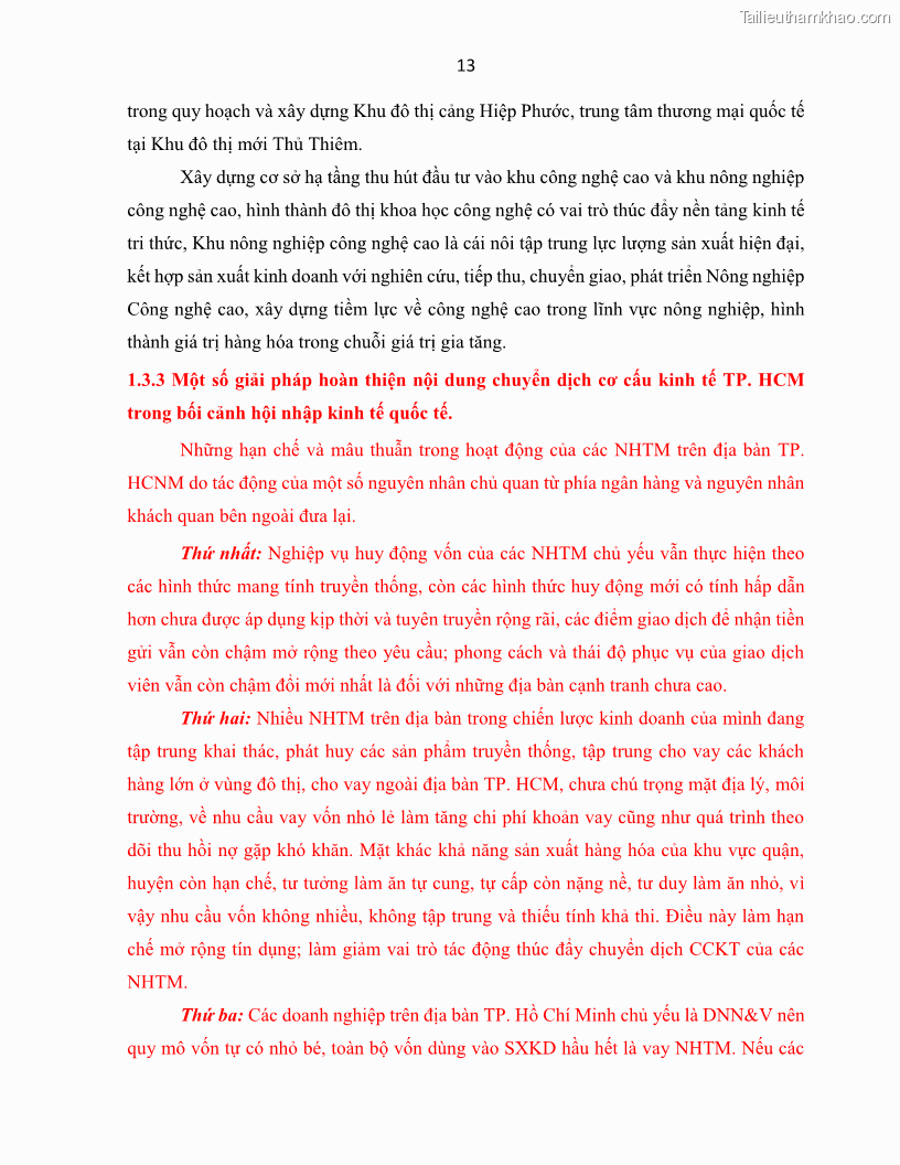 Luận án tiến sĩ Tín dụng ngân hàng đối với việc chuyển dịch cơ cấu kinh tế trên địa bàn TP. Hồ Chí Minh 1674832566 - 3 Trang 31