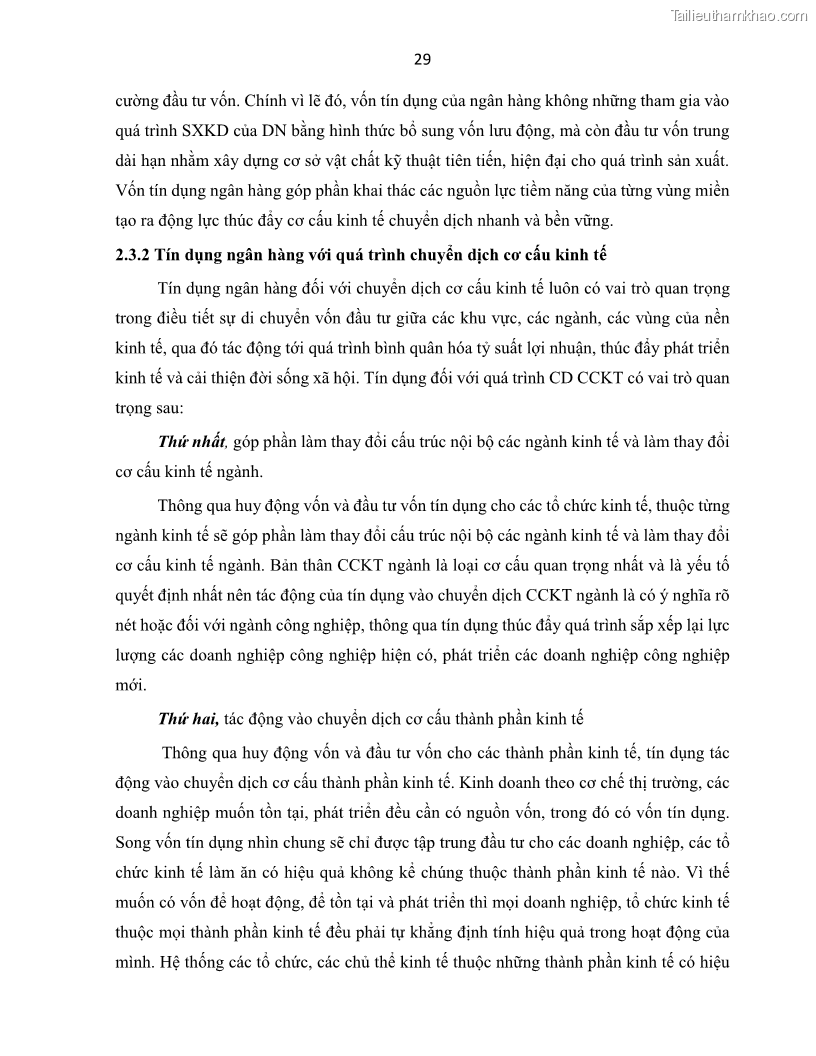 Luận án tiến sĩ Tín dụng ngân hàng đối với việc chuyển dịch cơ cấu kinh tế trên địa bàn TP. Hồ Chí Minh 1674832566 - 4 Trang 47