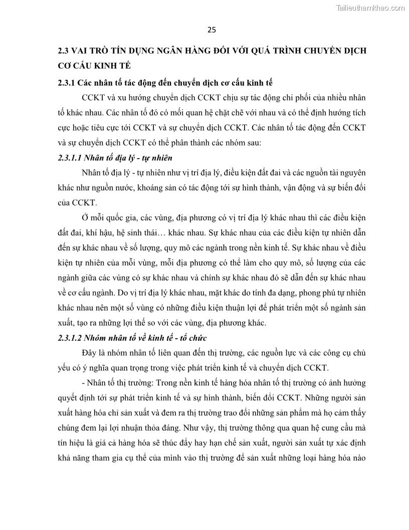 Luận án tiến sĩ Tín dụng ngân hàng đối với việc chuyển dịch cơ cấu kinh tế trên địa bàn TP. Hồ Chí Minh 1674832566 - 4 Trang 43