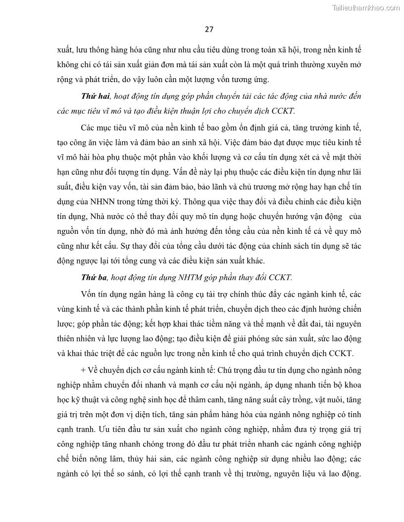 Luận án tiến sĩ Tín dụng ngân hàng đối với việc chuyển dịch cơ cấu kinh tế trên địa bàn TP. Hồ Chí Minh 1674832566 - 4 Trang 45