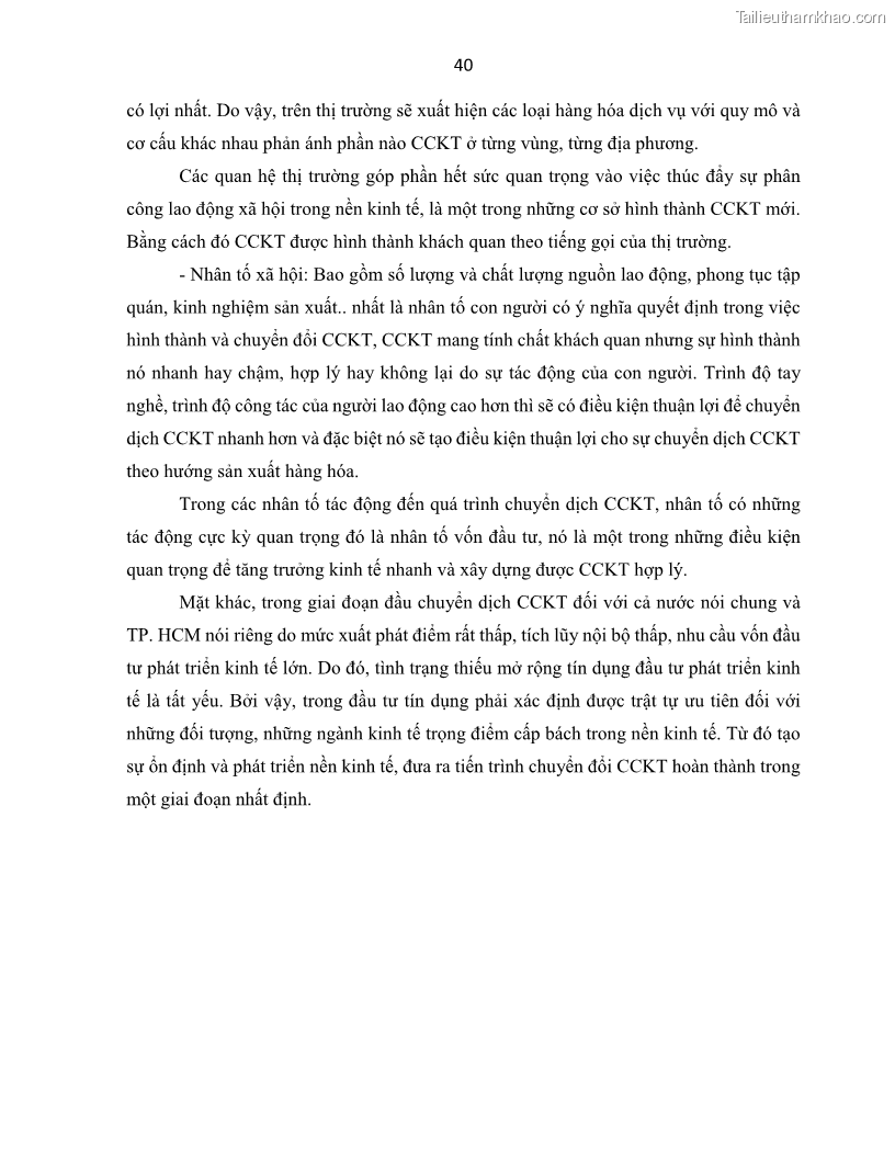 Luận án tiến sĩ Tín dụng ngân hàng đối với việc chuyển dịch cơ cấu kinh tế trên địa bàn TP. Hồ Chí Minh 1674832566 - 5 Trang 58