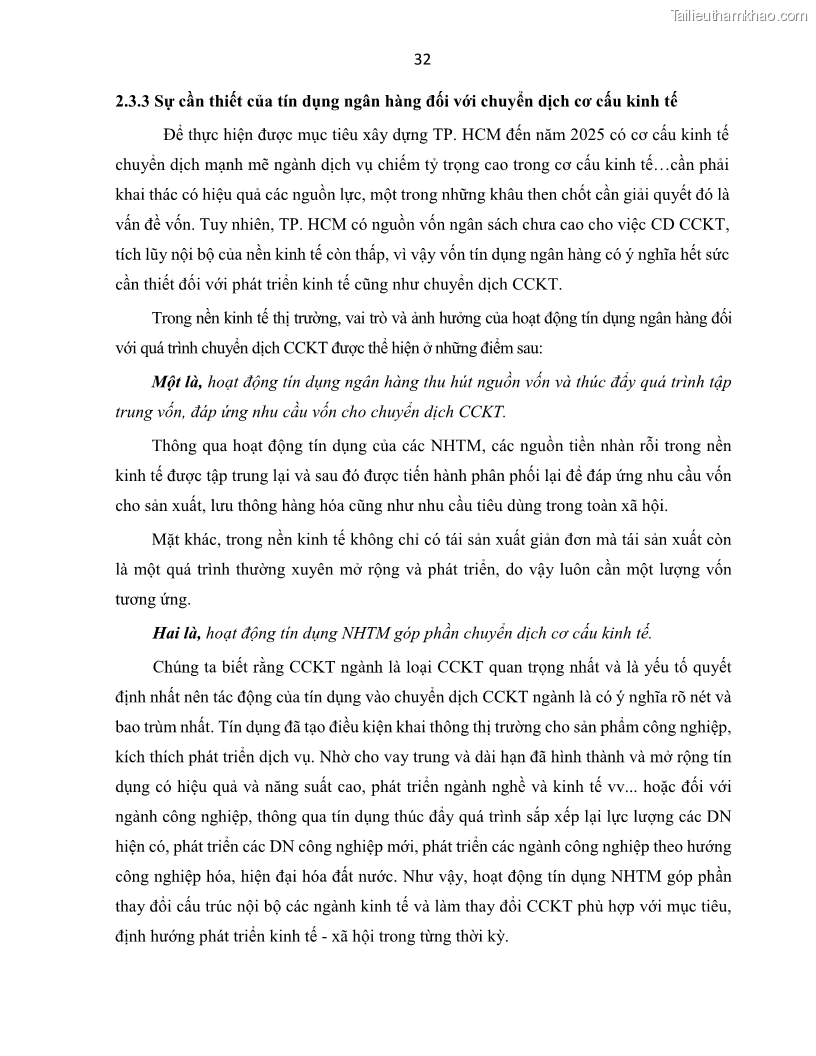 Luận án tiến sĩ Tín dụng ngân hàng đối với việc chuyển dịch cơ cấu kinh tế trên địa bàn TP. Hồ Chí Minh 1674832566 - 5 Trang 50