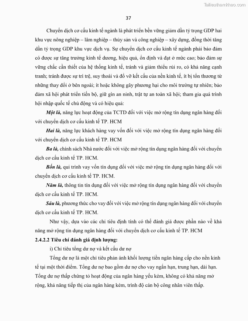 Luận án tiến sĩ Tín dụng ngân hàng đối với việc chuyển dịch cơ cấu kinh tế trên địa bàn TP. Hồ Chí Minh 1674832566 - 5 Trang 55