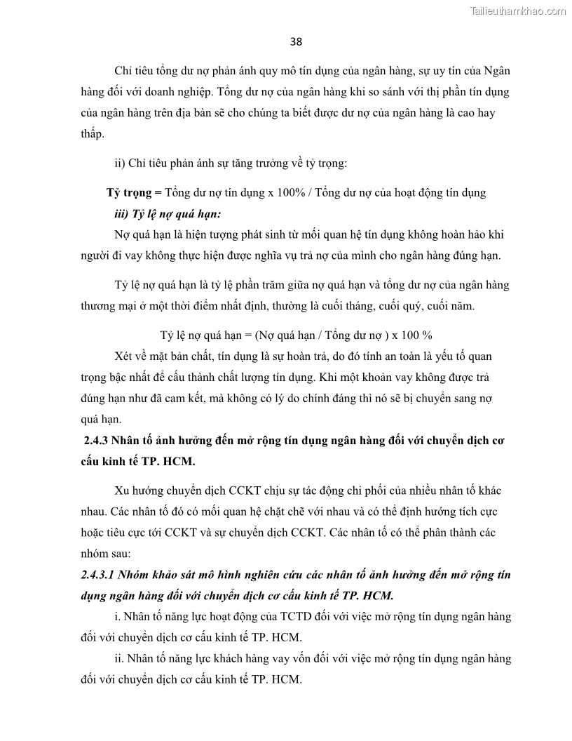 Luận án tiến sĩ Tín dụng ngân hàng đối với việc chuyển dịch cơ cấu kinh tế trên địa bàn TP. Hồ Chí Minh 1674832566 - 5 Trang 56