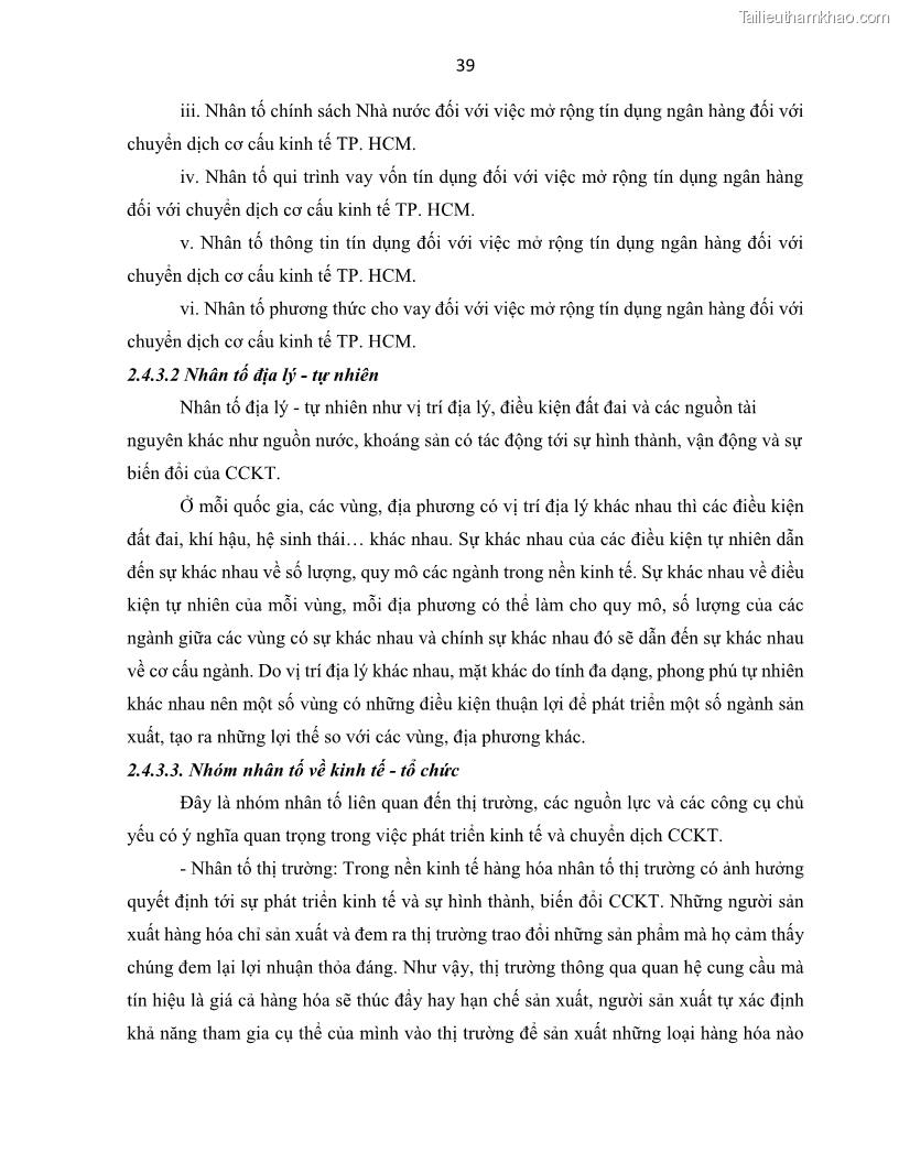 Luận án tiến sĩ Tín dụng ngân hàng đối với việc chuyển dịch cơ cấu kinh tế trên địa bàn TP. Hồ Chí Minh 1674832566 - 5 Trang 57