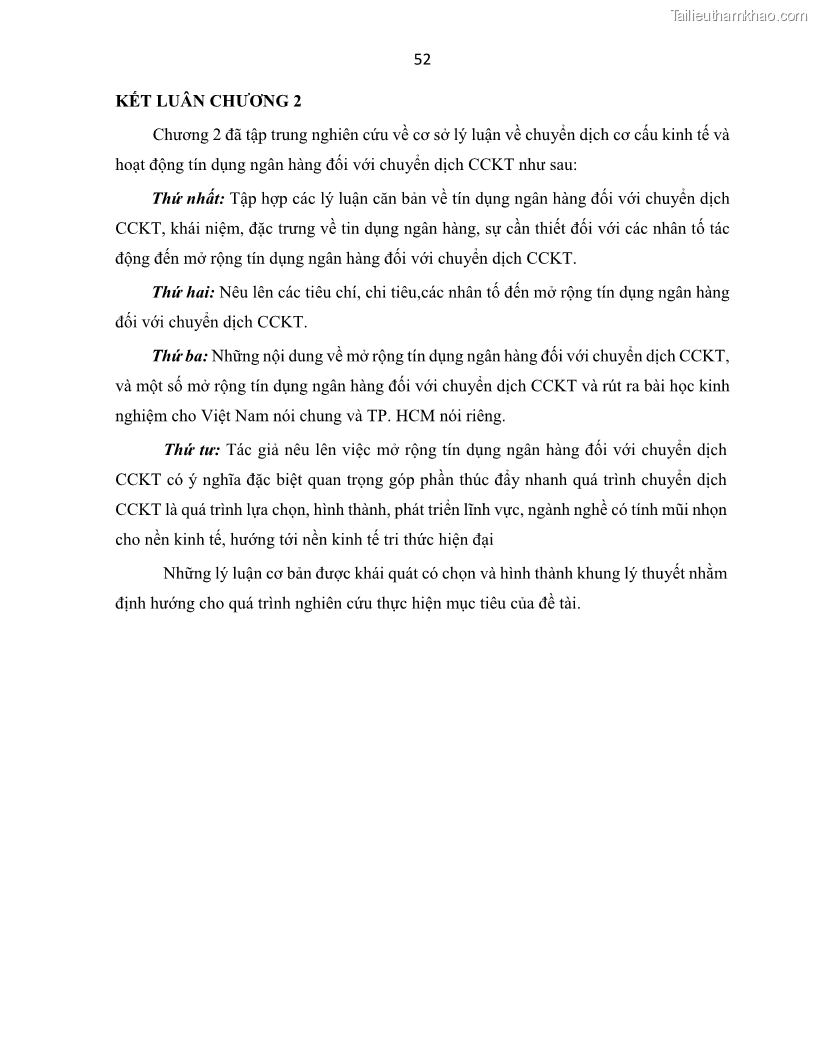 Luận án tiến sĩ Tín dụng ngân hàng đối với việc chuyển dịch cơ cấu kinh tế trên địa bàn TP. Hồ Chí Minh 1674832566 - 6 Trang 70