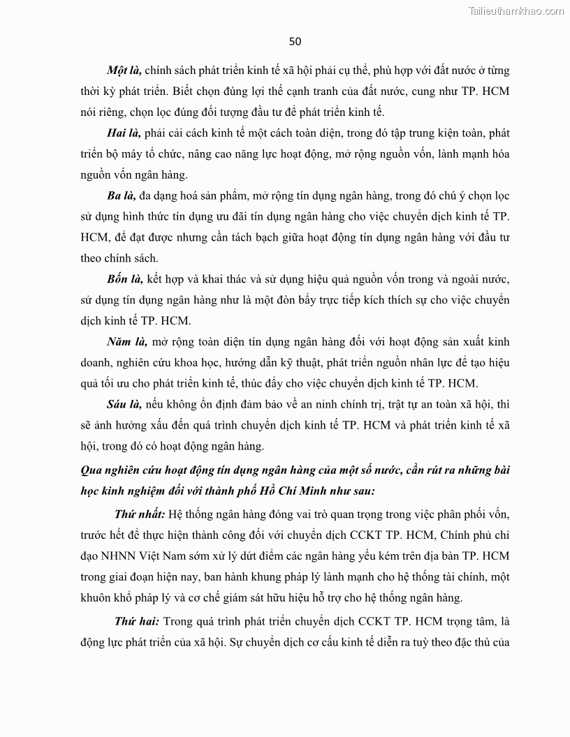 Luận án tiến sĩ Tín dụng ngân hàng đối với việc chuyển dịch cơ cấu kinh tế trên địa bàn TP. Hồ Chí Minh 1674832566 - 6 Trang 68