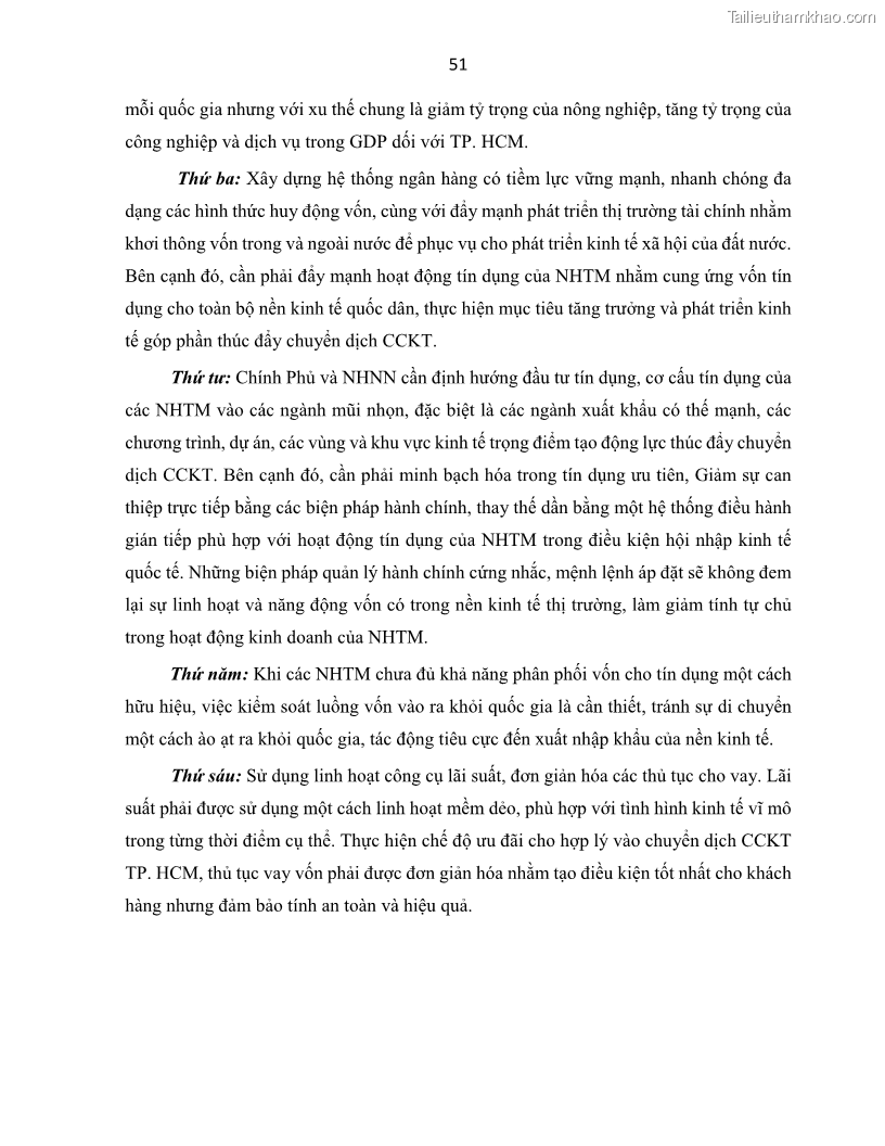 Luận án tiến sĩ Tín dụng ngân hàng đối với việc chuyển dịch cơ cấu kinh tế trên địa bàn TP. Hồ Chí Minh 1674832566 - 6 Trang 69