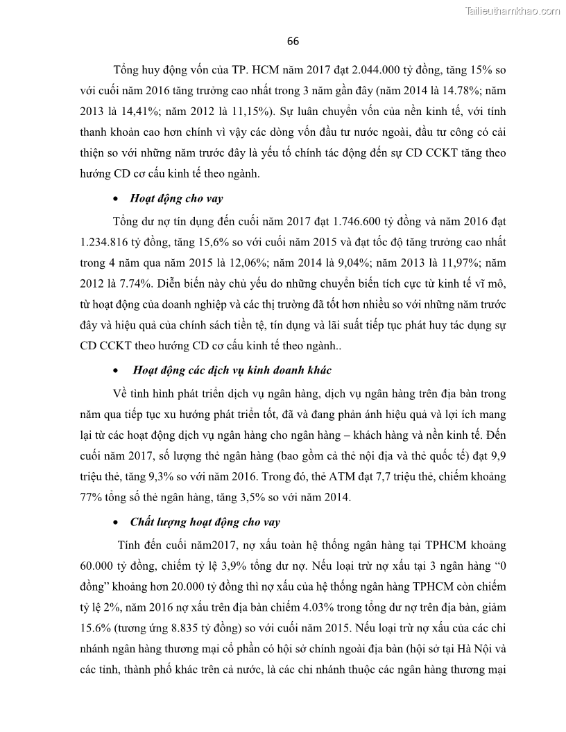 Luận án tiến sĩ Tín dụng ngân hàng đối với việc chuyển dịch cơ cấu kinh tế trên địa bàn TP. Hồ Chí Minh 1674832566 - 7 Trang 84