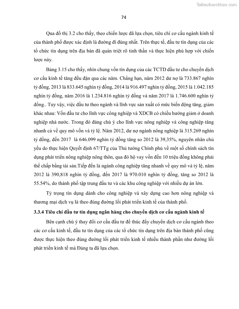 Luận án tiến sĩ Tín dụng ngân hàng đối với việc chuyển dịch cơ cấu kinh tế trên địa bàn TP. Hồ Chí Minh 1674832566 - 8 Trang 92