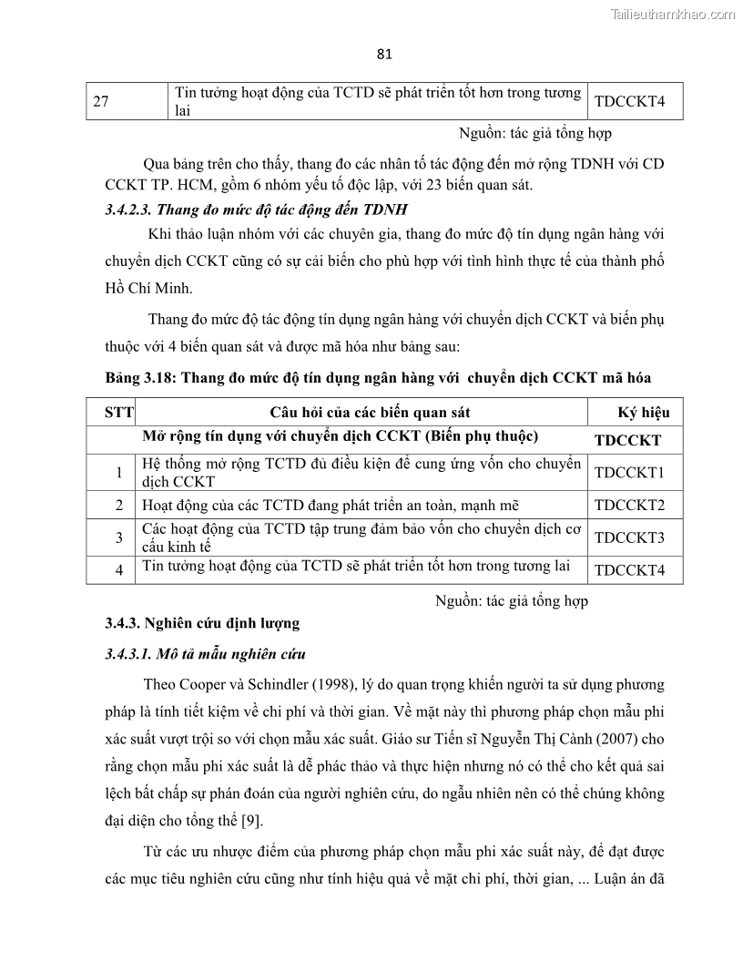 Luận án tiến sĩ Tín dụng ngân hàng đối với việc chuyển dịch cơ cấu kinh tế trên địa bàn TP. Hồ Chí Minh 1674832566 - 9 Trang 99