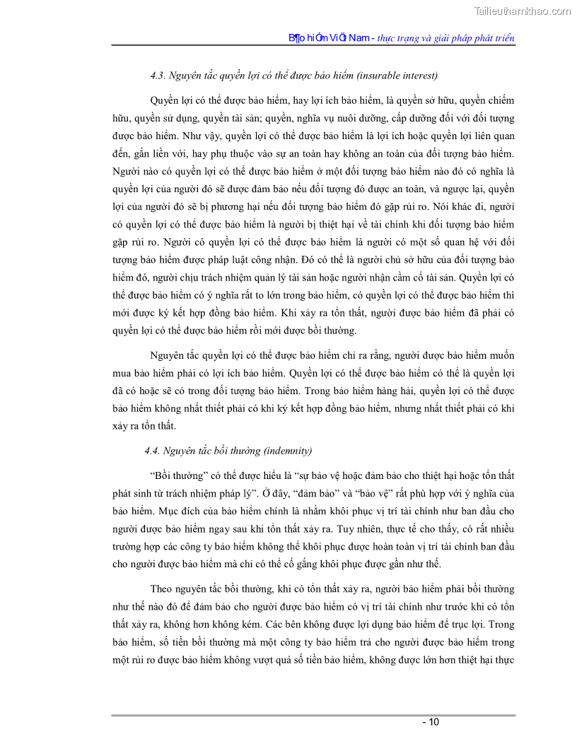 Luận văn Bảo hiểm Việt Nam - thực trạng và giải pháp phát triển - 1 Trang 10