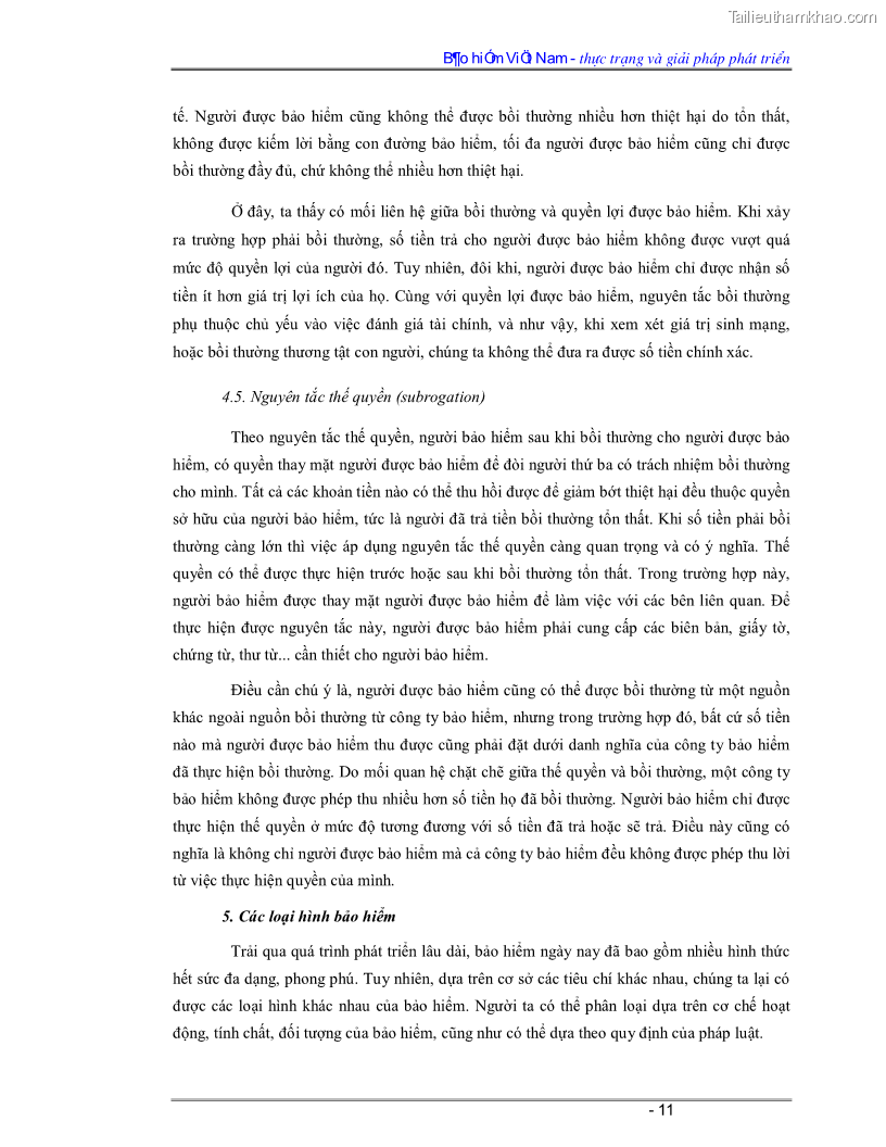 Luận văn Bảo hiểm Việt Nam - thực trạng và giải pháp phát triển - 1 Trang 11