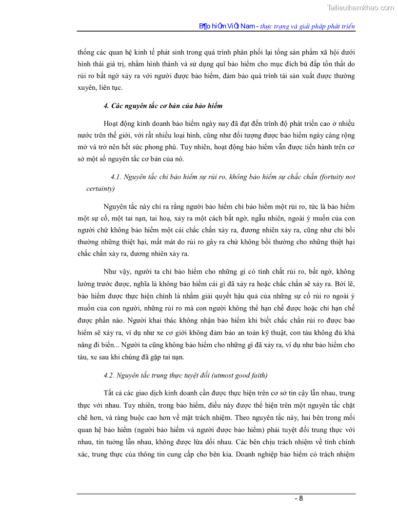Luận văn Bảo hiểm Việt Nam - thực trạng và giải pháp phát triển - 1 Trang 8