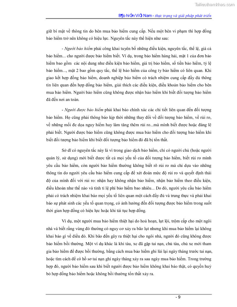 Luận văn Bảo hiểm Việt Nam - thực trạng và giải pháp phát triển - 1 Trang 9