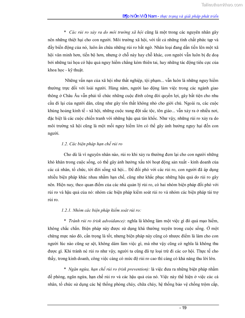 Luận văn Bảo hiểm Việt Nam - thực trạng và giải pháp phát triển - 2 Trang 19