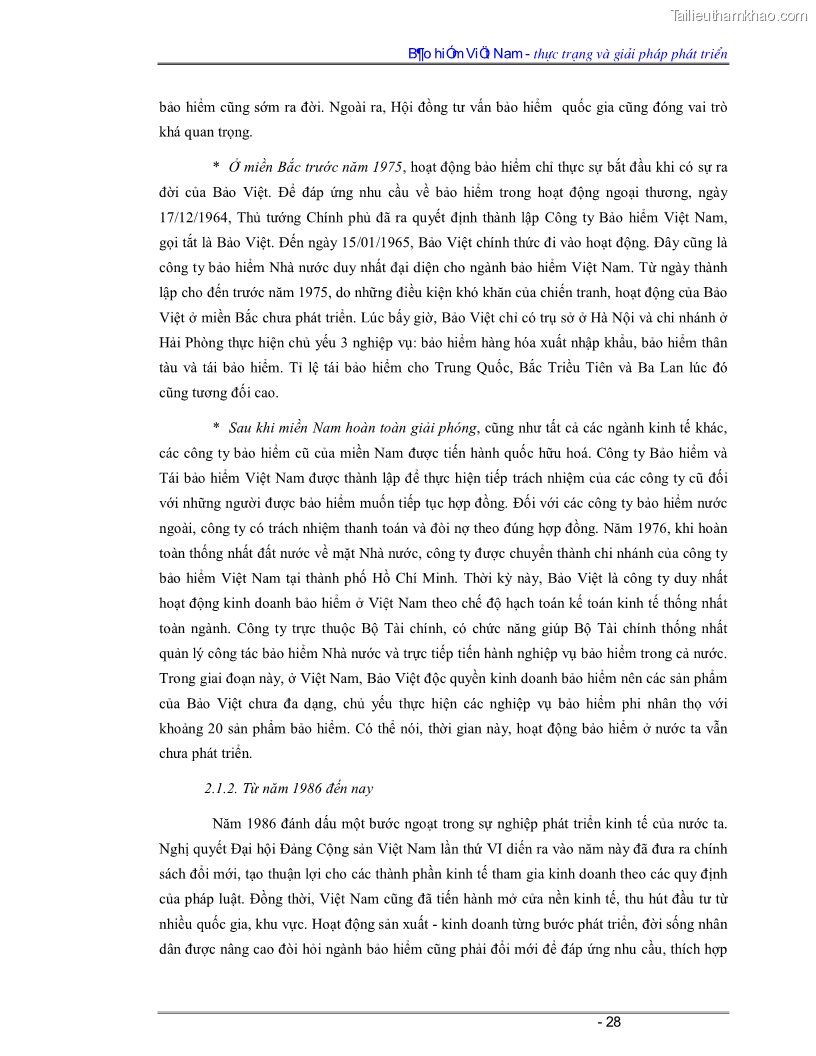 Luận văn Bảo hiểm Việt Nam - thực trạng và giải pháp phát triển - 3 Trang 28