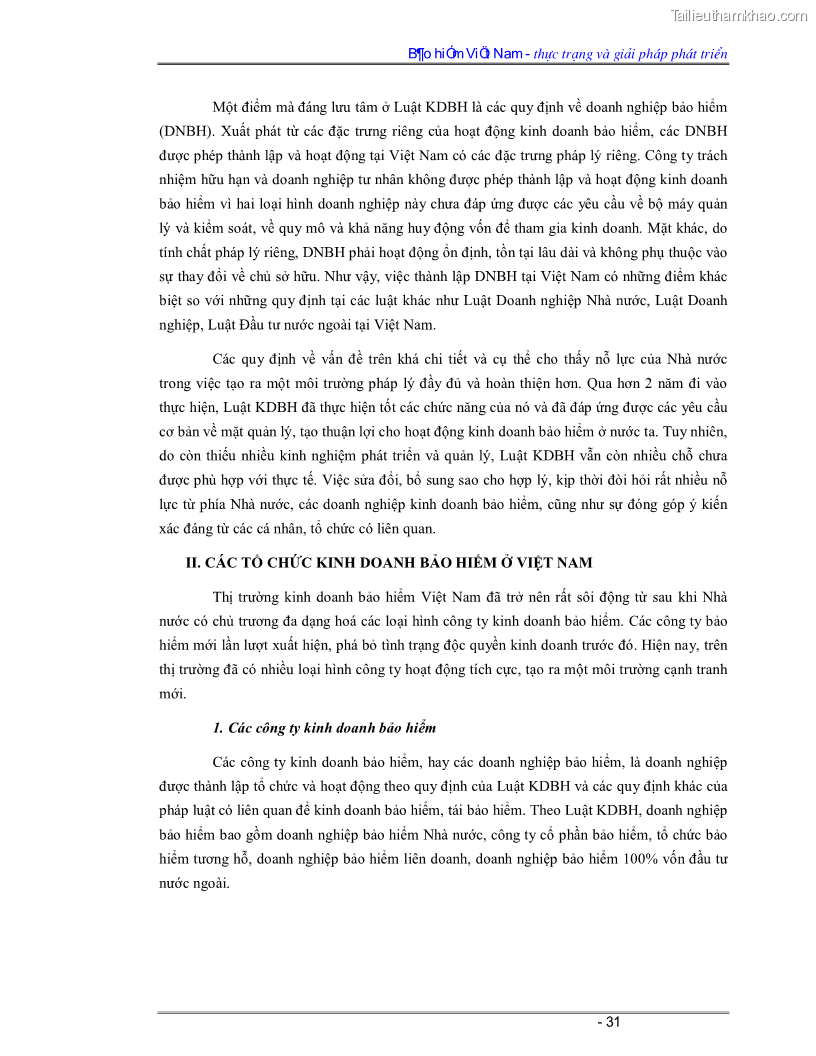 Luận văn Bảo hiểm Việt Nam - thực trạng và giải pháp phát triển - 3 Trang 31