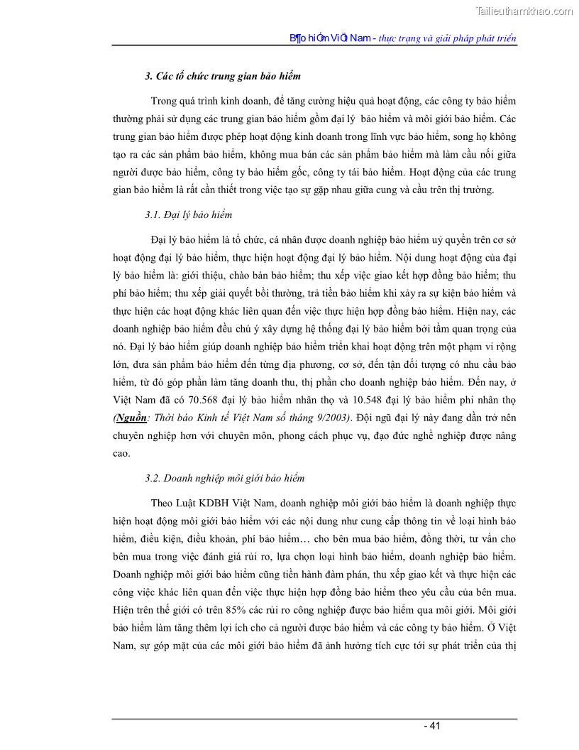 Luận văn Bảo hiểm Việt Nam - thực trạng và giải pháp phát triển - 4 Trang 41