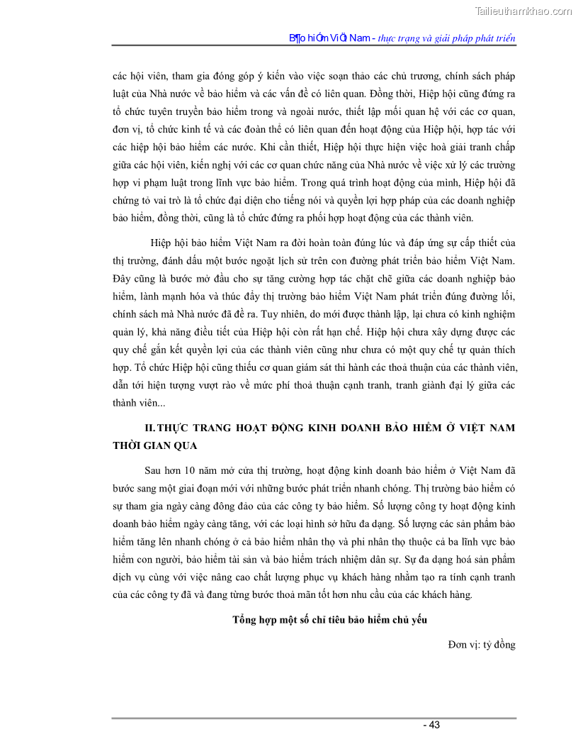 Luận văn Bảo hiểm Việt Nam - thực trạng và giải pháp phát triển - 4 Trang 43