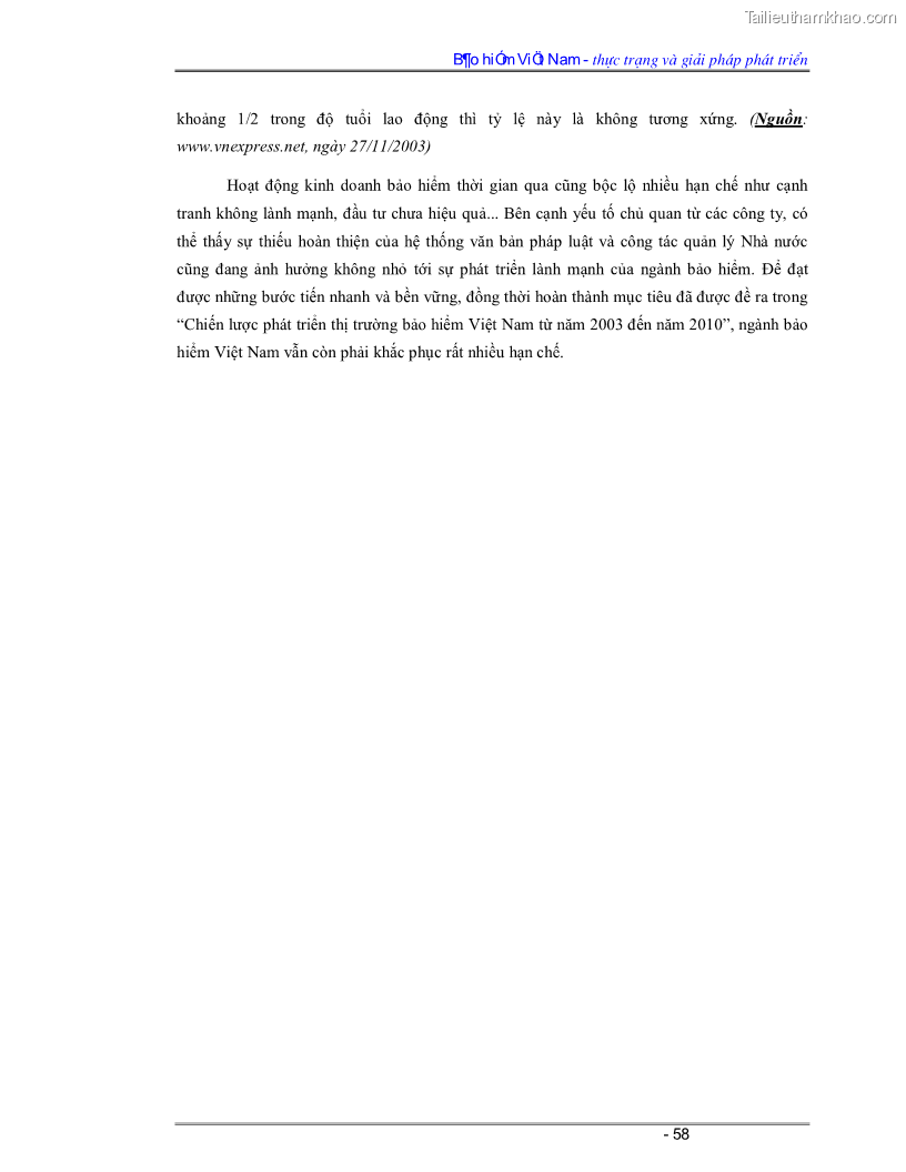 Luận văn Bảo hiểm Việt Nam - thực trạng và giải pháp phát triển - 5 Trang 58