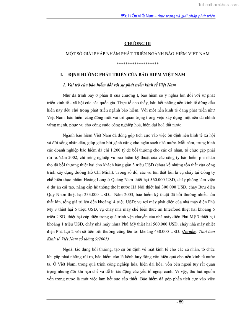 Luận văn Bảo hiểm Việt Nam - thực trạng và giải pháp phát triển - 5 Trang 59
