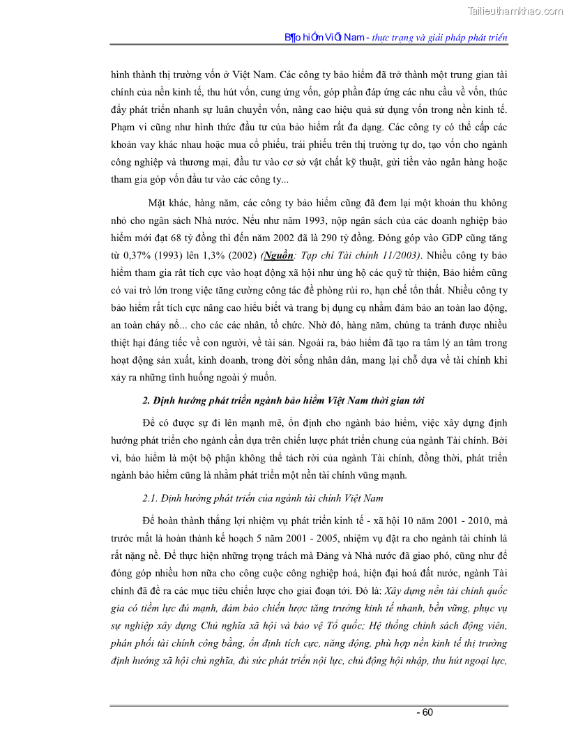 Luận văn Bảo hiểm Việt Nam - thực trạng và giải pháp phát triển - 5 Trang 60