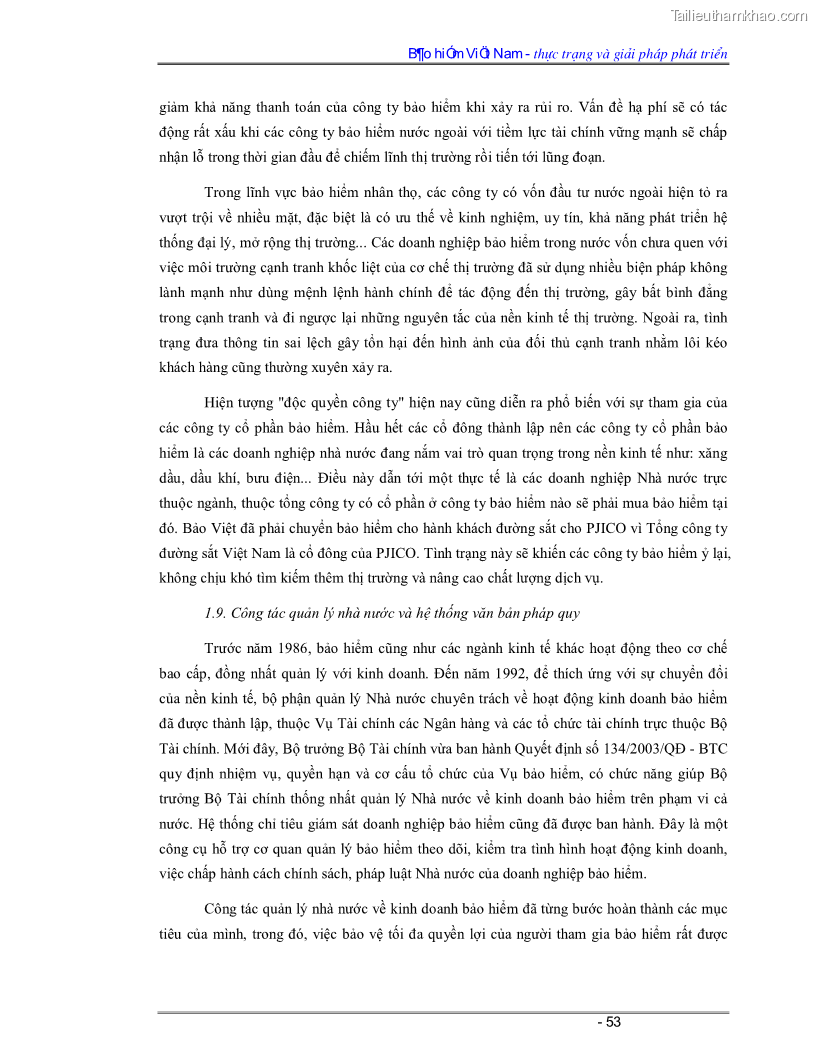 Luận văn Bảo hiểm Việt Nam - thực trạng và giải pháp phát triển - 5 Trang 53
