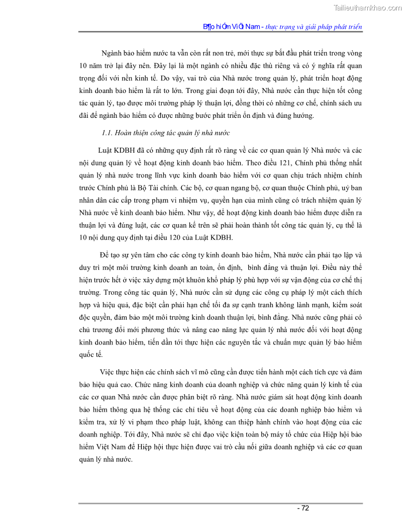 Luận văn Bảo hiểm Việt Nam - thực trạng và giải pháp phát triển - 6 Trang 72