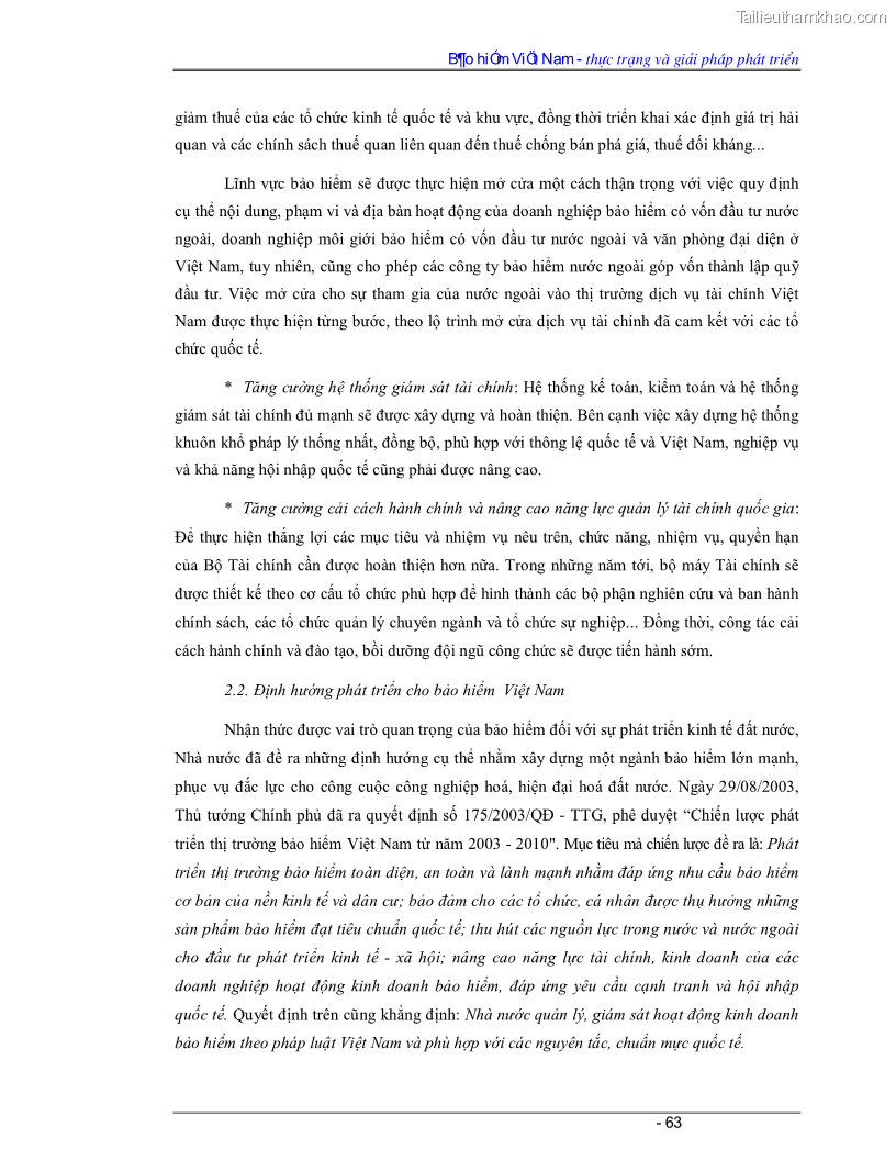 Luận văn Bảo hiểm Việt Nam - thực trạng và giải pháp phát triển - 6 Trang 63