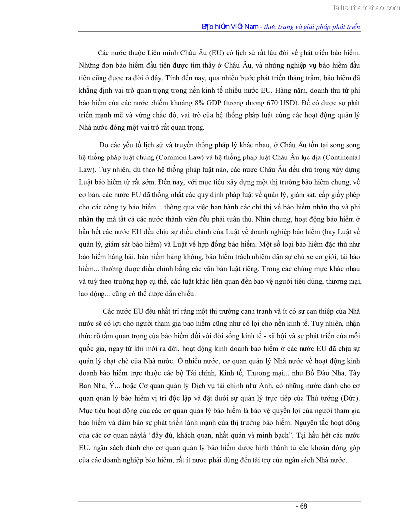 Luận văn Bảo hiểm Việt Nam - thực trạng và giải pháp phát triển - 6 Trang 68