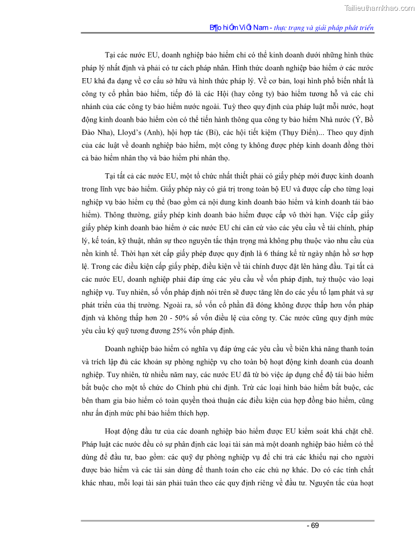 Luận văn Bảo hiểm Việt Nam - thực trạng và giải pháp phát triển - 6 Trang 69