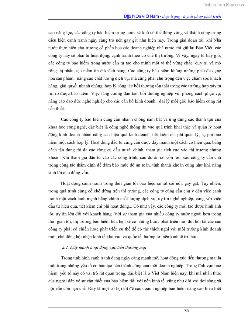 Luận văn Bảo hiểm Việt Nam - thực trạng và giải pháp phát triển - 7 Trang 75