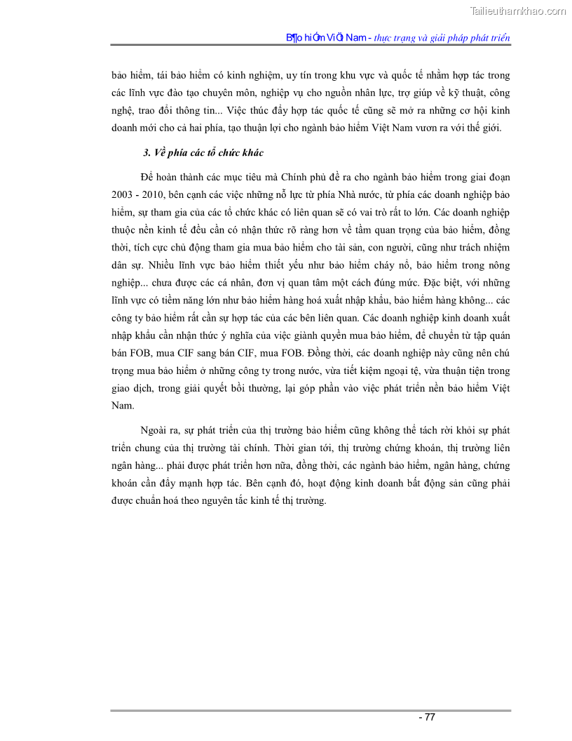 Luận văn Bảo hiểm Việt Nam - thực trạng và giải pháp phát triển - 7 Trang 77